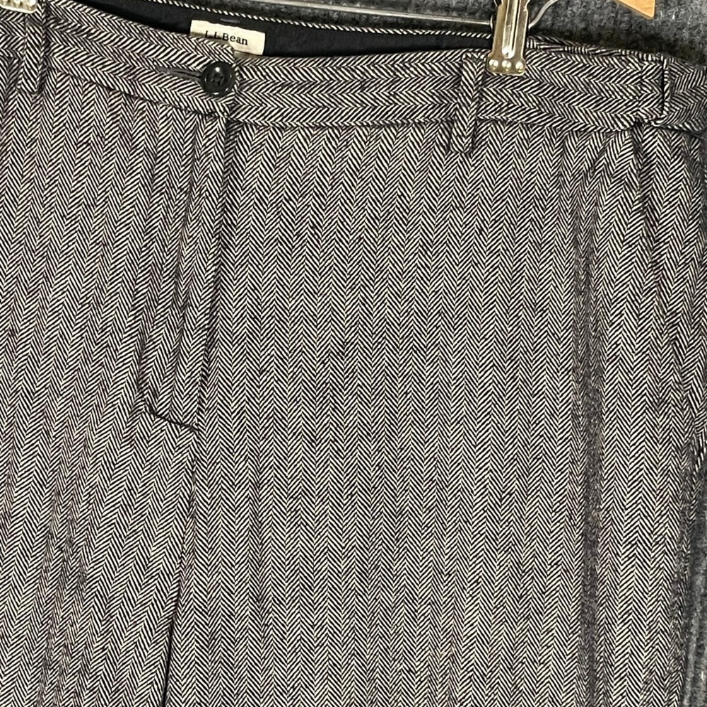LL Bean Herringbone Dress Pants Trousers Womens 16 Black White Classic Fit‎ - Picture 8 of 15